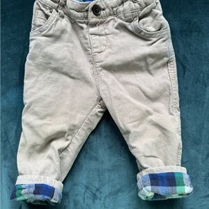 Baby Boden Size 12-18 Months Corduroy Pants with Flannel Waist and roll up cuffs